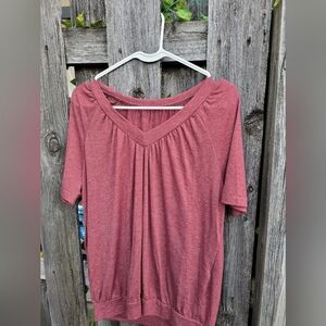 Elegant Mauve Short Sleeve Blouse